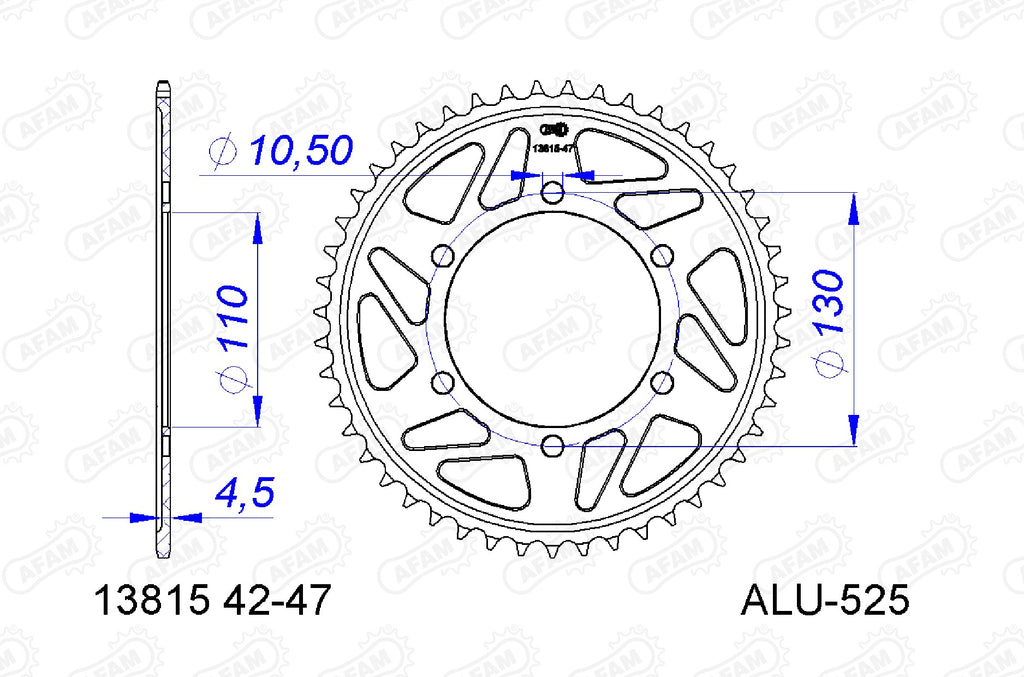 AFAM Motorcycle Aluminium Rear Sprocket 13815