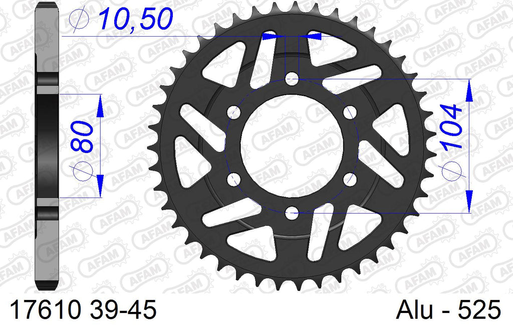 AFAM Motorcycle Aluminium Rear Sprocket 17610