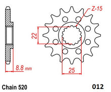 Load image into Gallery viewer, Moto-Master Motorcycle Steel Front Sprocket 61.012.12