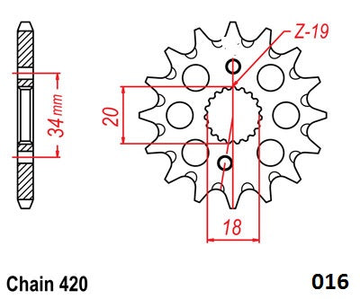 Moto-Master Motorcycle Steel Front Sprocket 61.016.11
