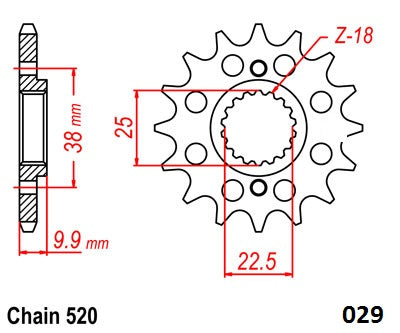 Moto-Master Motorcycle Steel Front Sprocket 61.029.11