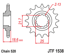 Load image into Gallery viewer, JT Steel Front Sprocket JTF1538