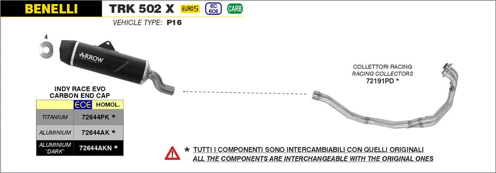 Arrow Motorcycle Exhaust - Benelli TRK 502 X: 2021 - 2023