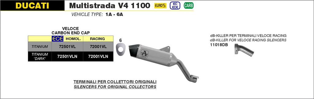 Arrow Motorcycle Exhaust - Ducati Multistrada V4 1100: 2021 - 2024