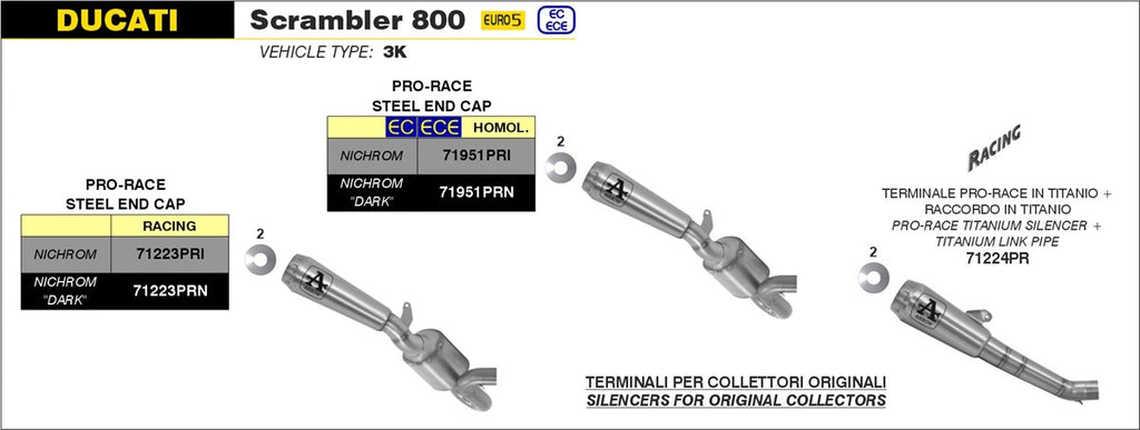 Arrow Motorcycle Exhaust - Ducati Scrambler 800: 2021 - 2022