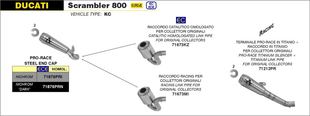 Arrow Motorcycle Exhaust - Ducati Scrambler 800 Cafe Racer: 2017 - 2020
