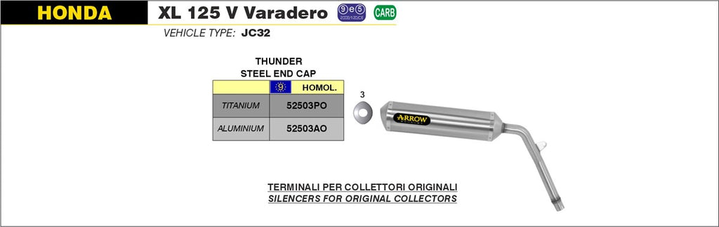 Arrow Motorcycle Exhaust - Honda XL125V Varadero: 2001 - 2012