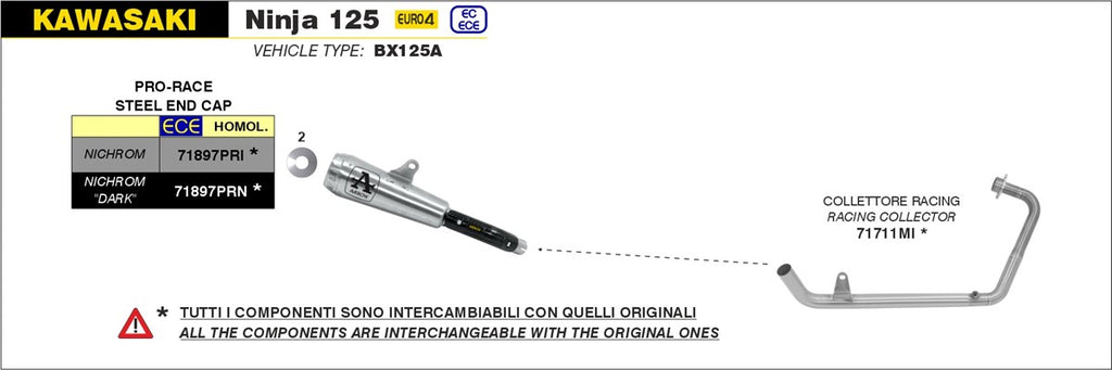 Arrow Motorcycle Exhaust - Kawasaki Ninja 125: 2019 - 2020