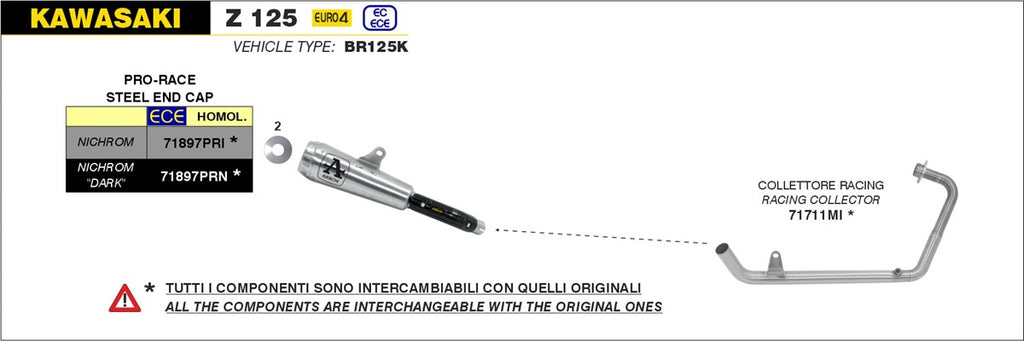 Arrow Motorcycle Exhaust - Kawasaki Z 125: 2019 - 2020