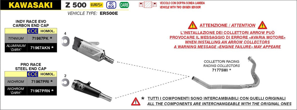 Arrow Motorcycle Exhaust - Kawasaki Z 500: 2024