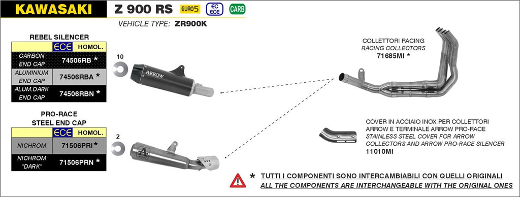 Arrow Motorcycle Exhaust - Kawasaki Z 900 RS: 2022 - 2024