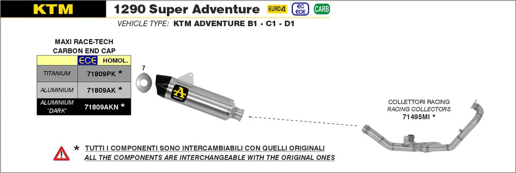 Arrow Motorcycle Exhaust - KTM 1290 Super Adventure: 2017 - 2020