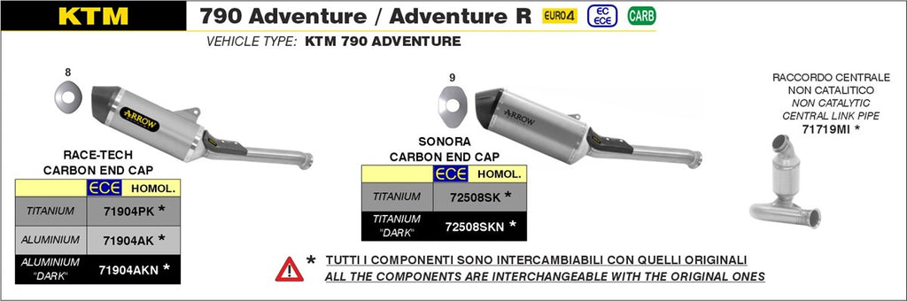 Arrow Motorcycle Exhaust - KTM 790 Adventure: 2019 - 2020