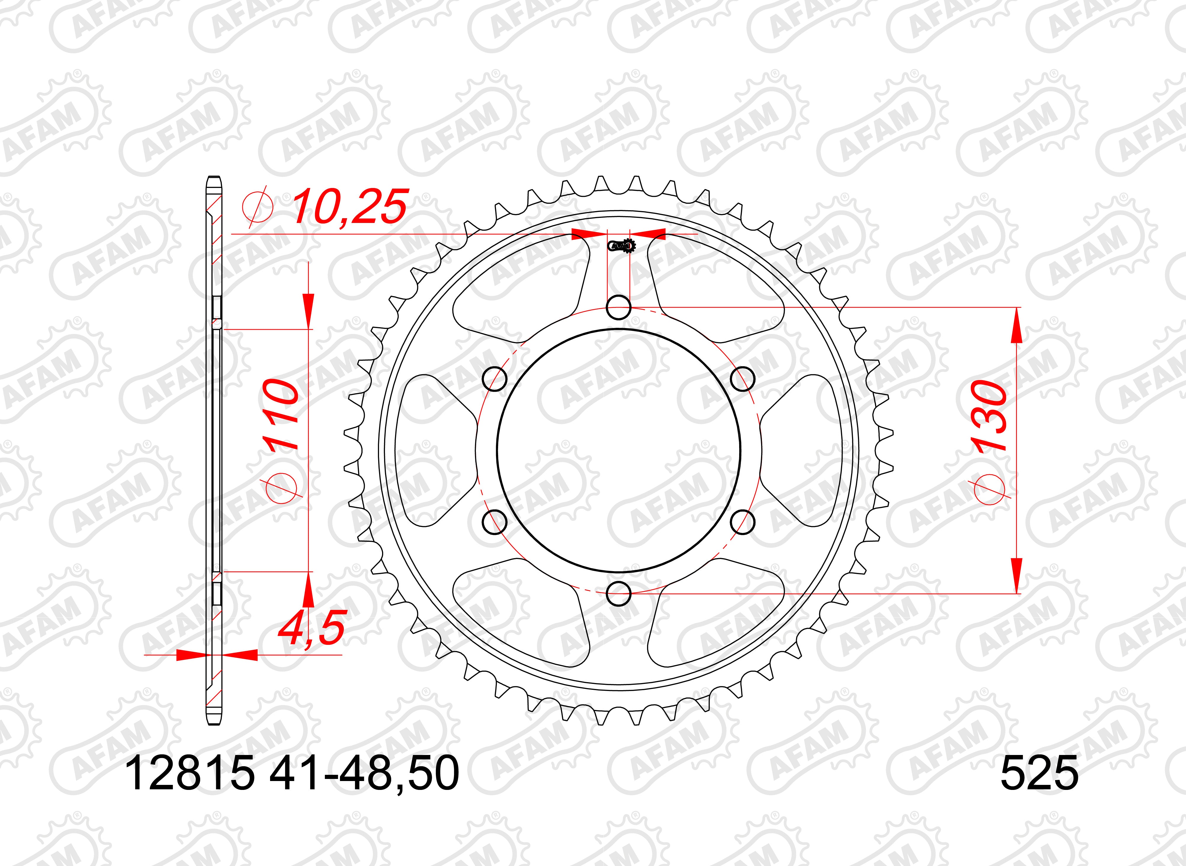 AFAM Motorcycle Steel Rear Sprocket 12815