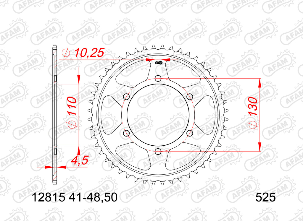 AFAM Motorcycle Steel Rear Sprocket 12815