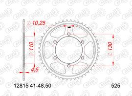 AFAM Motorcycle Steel Rear Sprocket 12815