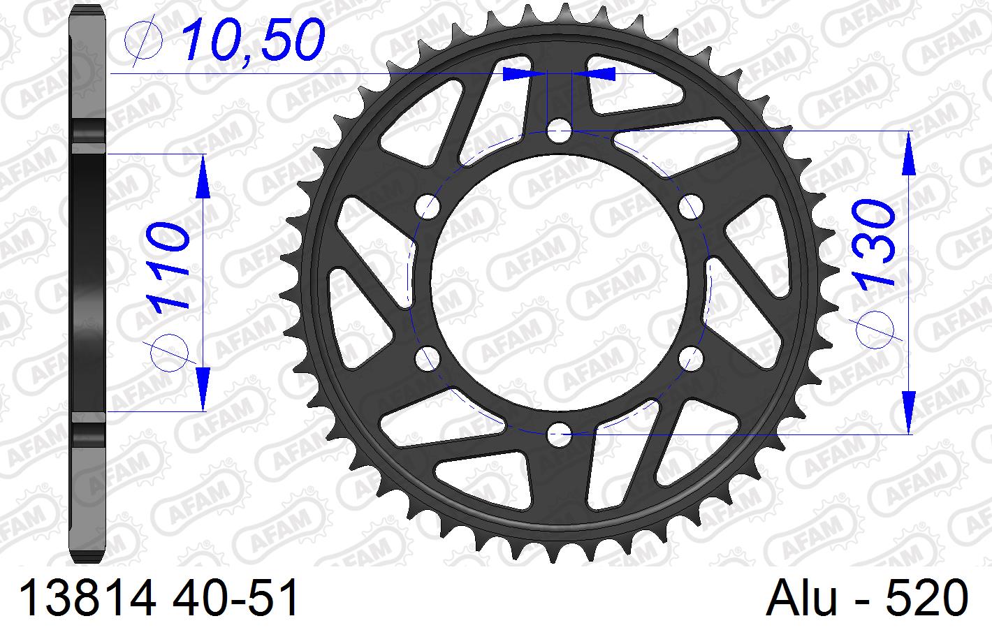 AFAM Motorcycle Aluminium Rear Sprocket 13814