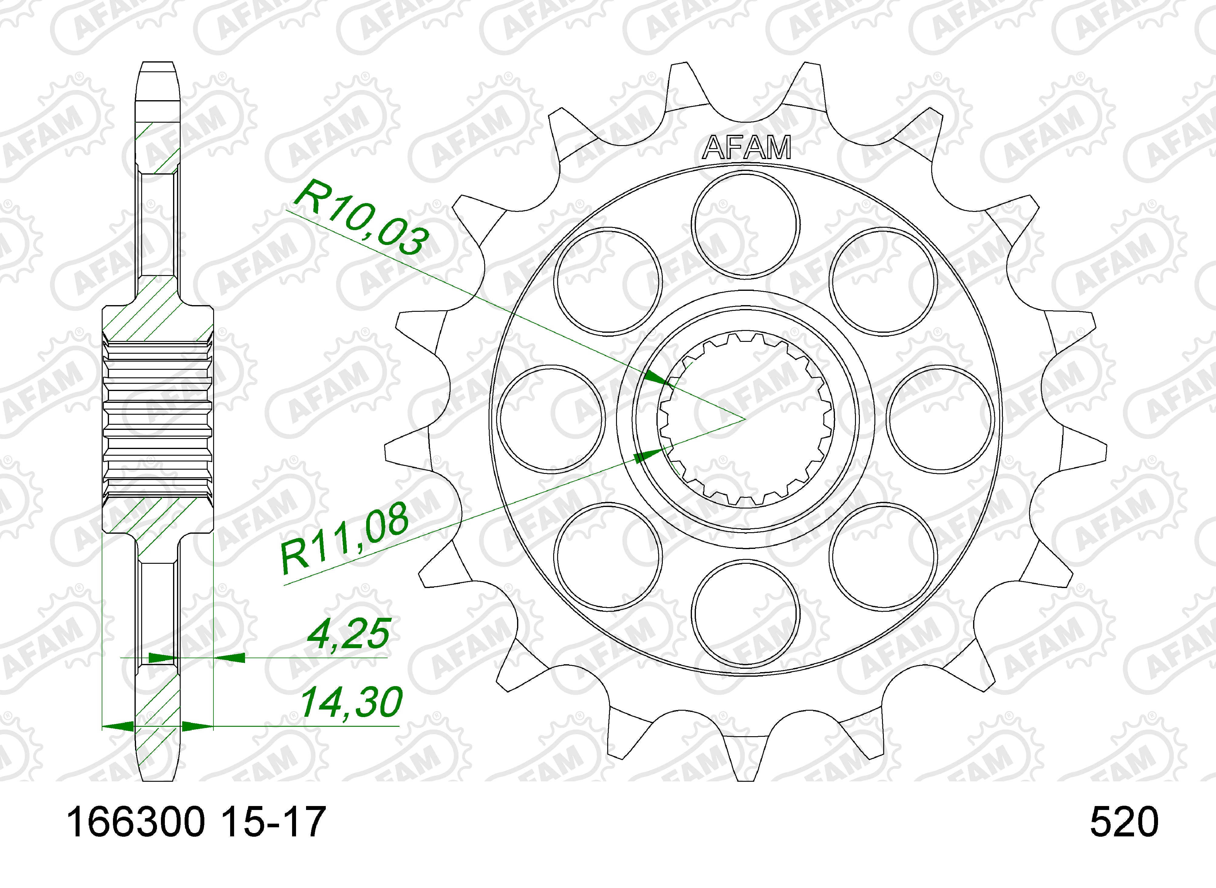 AFAM Standard Steel Front Motorcycle Sprocket 166300