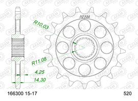AFAM Standard Steel Front Motorcycle Sprocket 166300