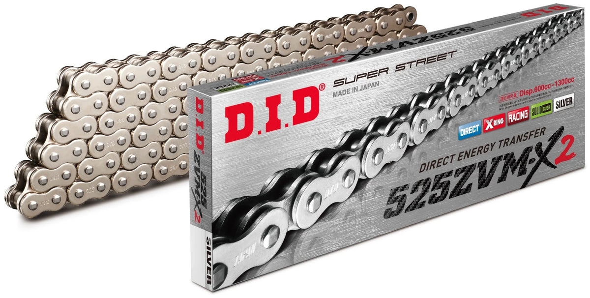 DID Motorcycle Chain 525ZVM-X2 Silver – MyBikeBits