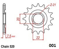 Load image into Gallery viewer, Moto-Master Motorcycle Steel Front Sprocket 61.001.11