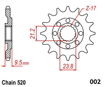 Moto-Master Motorcycle Steel Front Sprocket 61.002.11