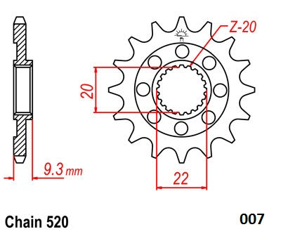Moto-Master Motorcycle Nitro Steel Front Sprocket 61.007.12