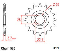 Moto-Master Motorcycle Steel Front Sprocket 61.011.11