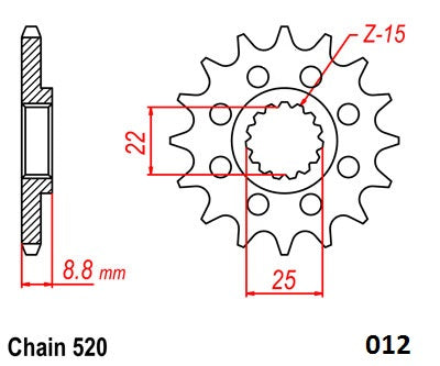 Moto-Master Motorcycle Steel Front Sprocket 61.012.11