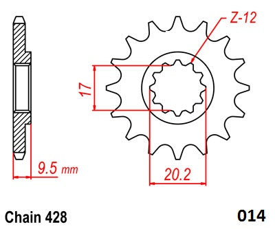 Moto-Master Motorcycle Steel Front Sprocket 61.014.11