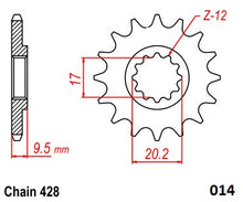 Load image into Gallery viewer, Moto-Master Motorcycle Steel Front Sprocket 61.014.11