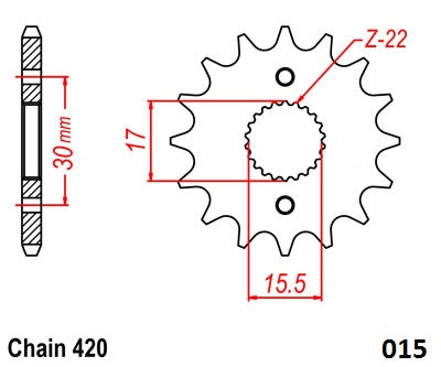 Moto-Master Motorcycle Steel Front Sprocket 61.015.11