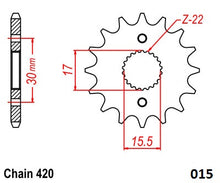 Load image into Gallery viewer, Moto-Master Motorcycle Steel Front Sprocket 61.015.11