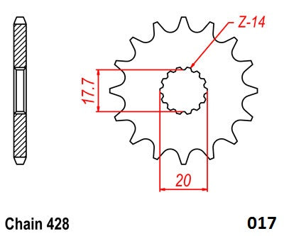 Moto-Master Motorcycle Steel Front Sprocket 61.017.11