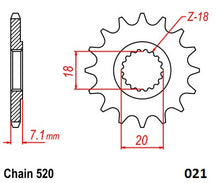 Load image into Gallery viewer, Moto-Master Motorcycle Steel Front Sprocket 61.021.11