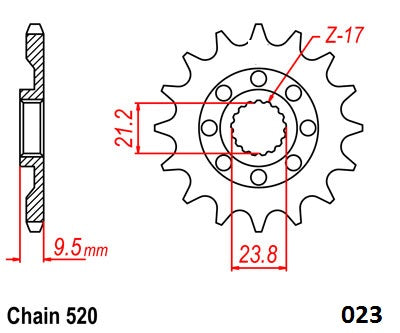 Moto-Master Motorcycle Steel Front Sprocket 61.023.11
