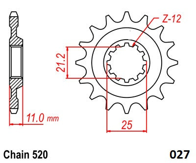 Moto-Master Motorcycle Steel Front Sprocket 61.027.11