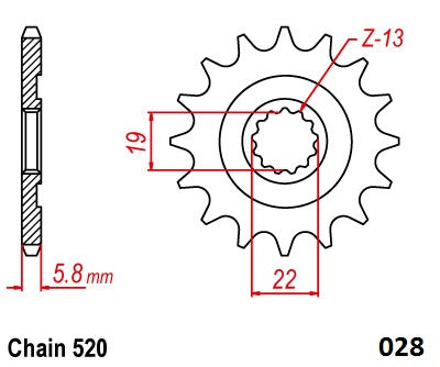 Moto-Master Motorcycle Steel Front Sprocket 61.028.11
