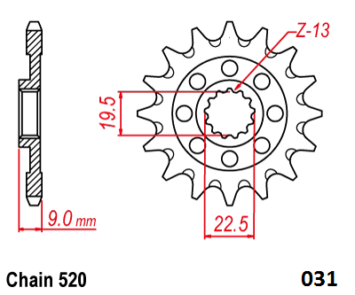 Moto-Master Motorcycle Steel Front Sprocket 61.031.11