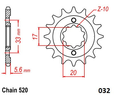 Moto-Master Motorcycle Steel Front Sprocket 61.032.11