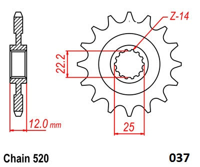 Moto-Master Motorcycle Steel Front Sprocket 61.037.11