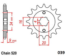 Load image into Gallery viewer, Moto-Master Motorcycle Steel Front Sprocket 61.039.11