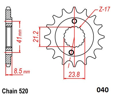 Moto-Master Motorcycle Steel Front Sprocket 61.040.11