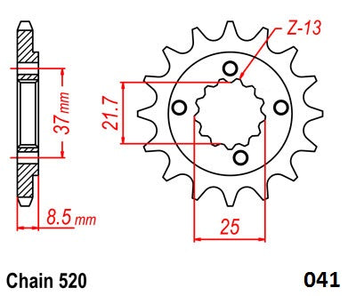 Moto-Master Motorcycle Steel Front Sprocket 61.041.11