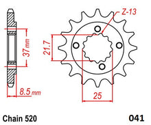 Load image into Gallery viewer, Moto-Master Motorcycle Steel Front Sprocket 61.041.11