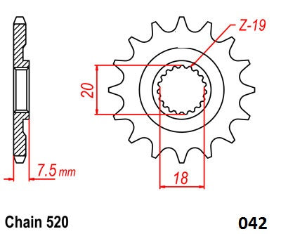 Moto-Master Motorcycle Steel Front Sprocket 61.042.11