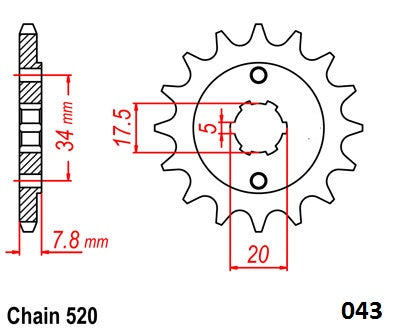 Moto-Master Motorcycle Steel Front Sprocket 61.043.11