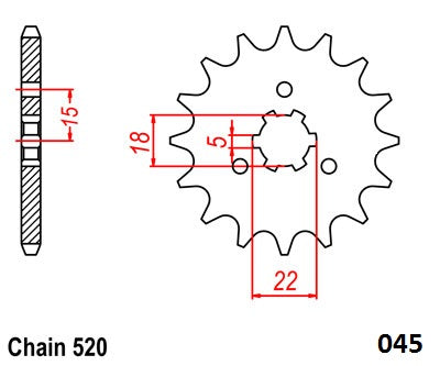 Moto-Master Motorcycle Steel Front Sprocket 61.045.11