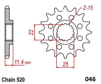 Moto-Master Motorcycle Steel Front Sprocket 61.046.11