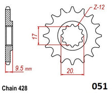 Load image into Gallery viewer, Moto-Master Motorcycle Steel Front Sprocket 61.051.11
